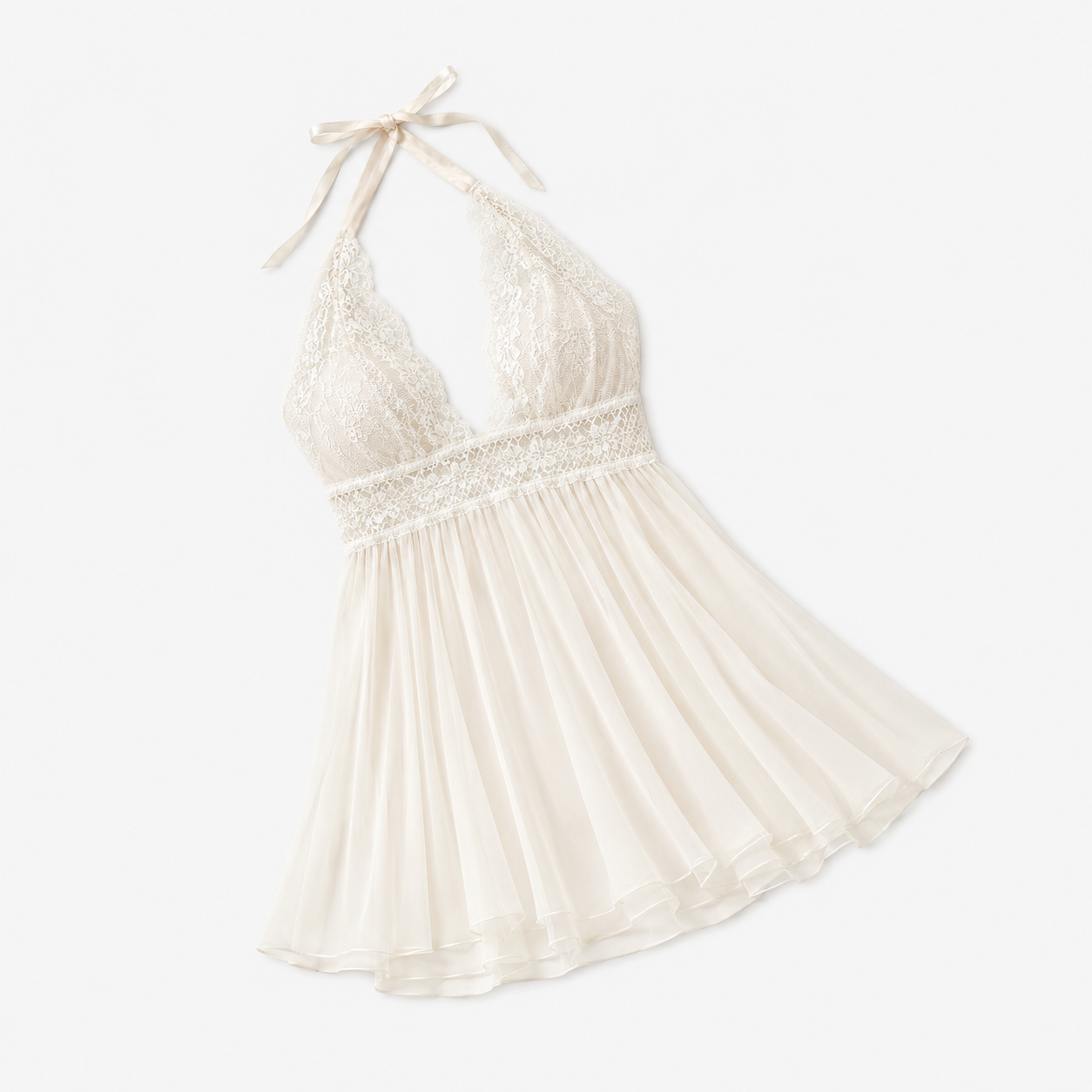 Lace Trim Satin Sleep Dress
