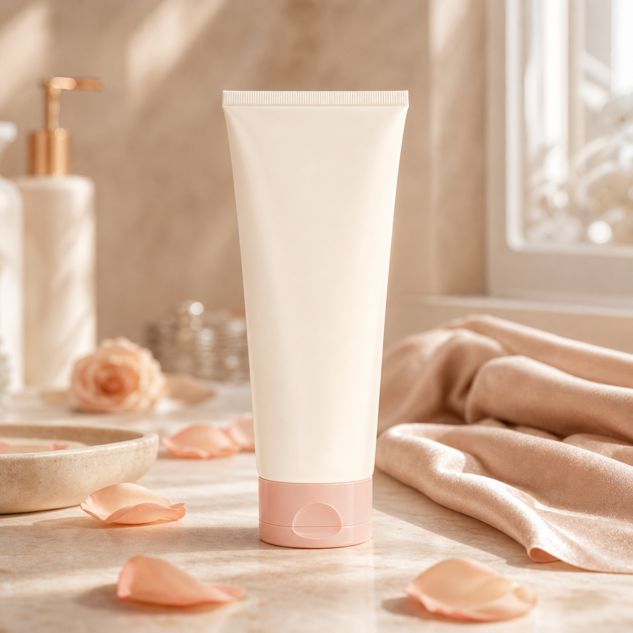 The Bare Cream — ivory body cream tube with blush cap