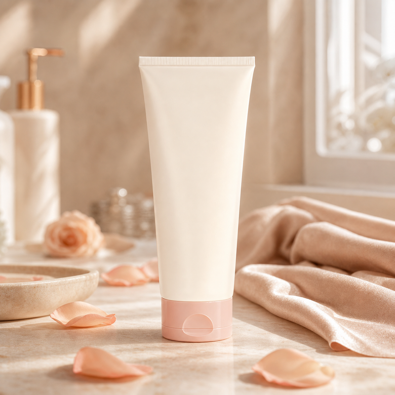The Bare Cream — ivory body cream tube with blush cap